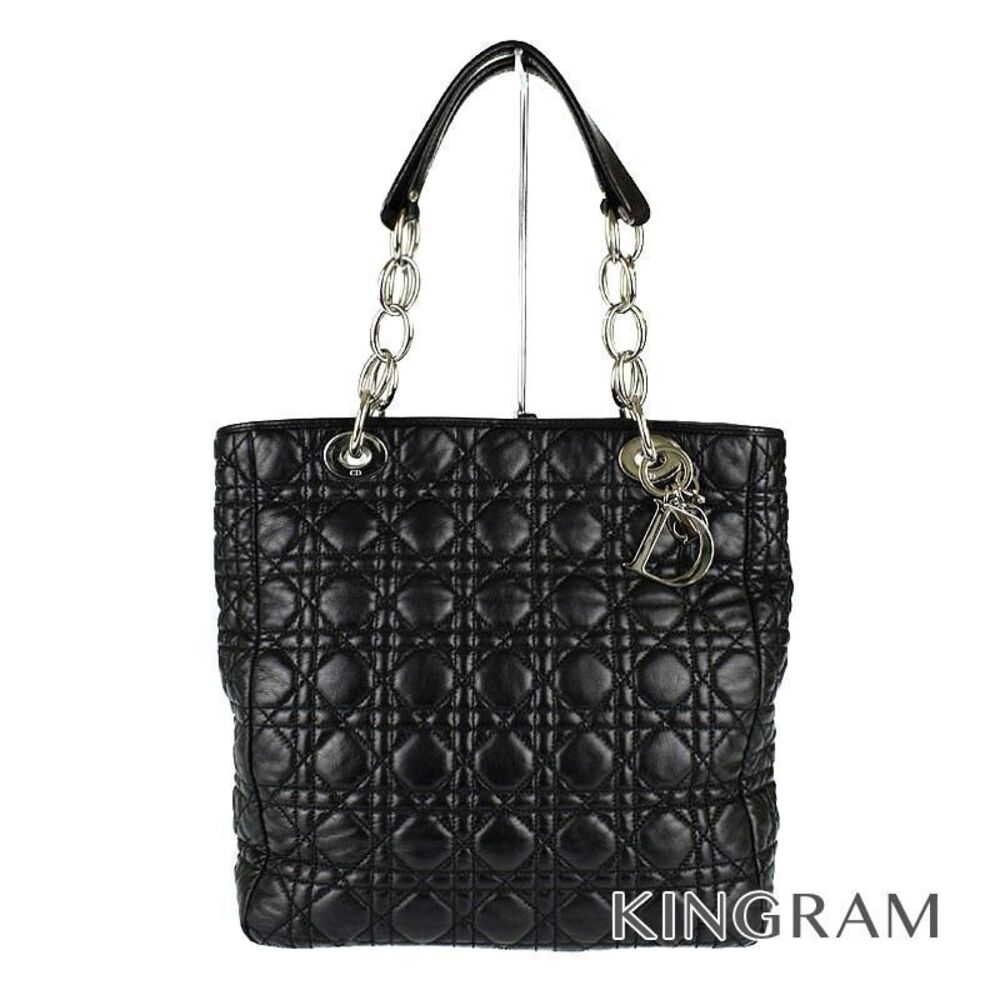 Christian Dior Lady Cannage Chain Bag Black Leather Handbag